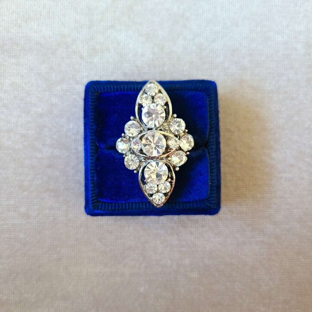 Silver Diamond Statement Fashion Ring